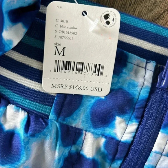 NWT Free People Movement Top Seed Printed Tennis Jacket Blue & White M - Picture 8 of 9